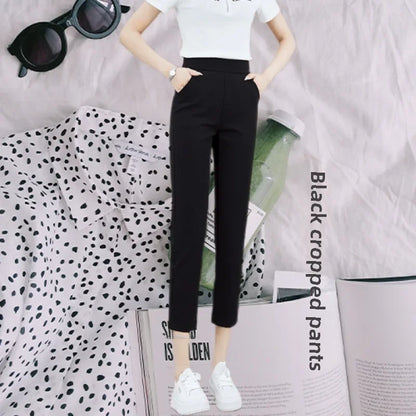 Casual Style Lightweight Casual Suit  Elastic Waist Short Length Pants