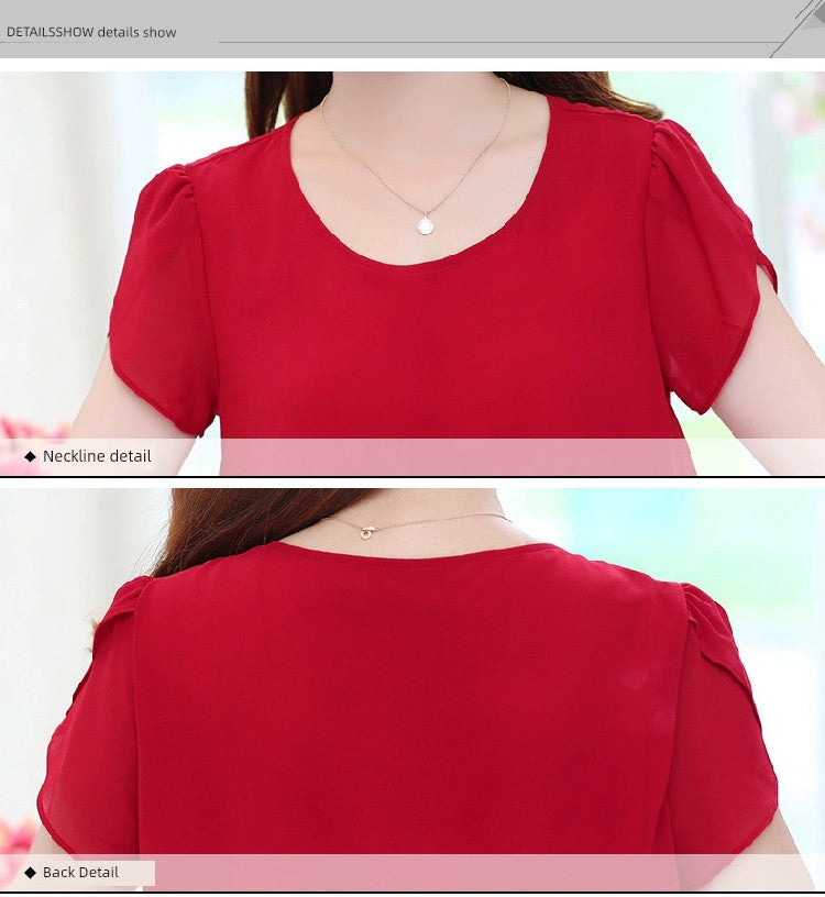 Loose A- line Plus Size Ladies Slimming Short Sleeve Cake Dress