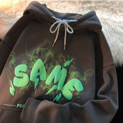 Letter Print  Hoodie Pullover Vintage Gothic Aesthetic Oversized Hooded Sweatshirt