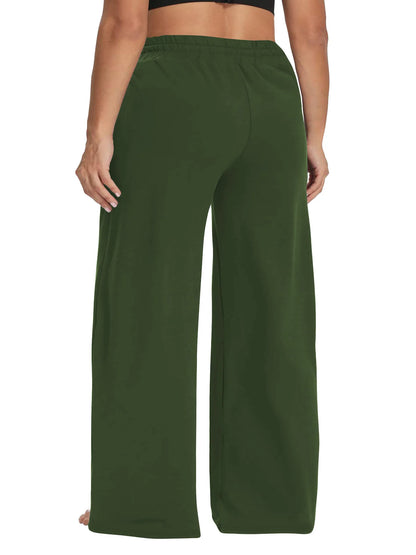 Plus Size Wide Leg  European Fit Straight Pockets Loose Elastic Waist Pants