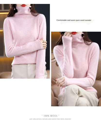 New 100% Merino Wool Turtleneck Cashmere Sweater