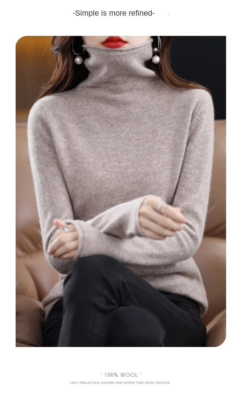 New 100% Merino Wool Turtleneck Cashmere Sweater