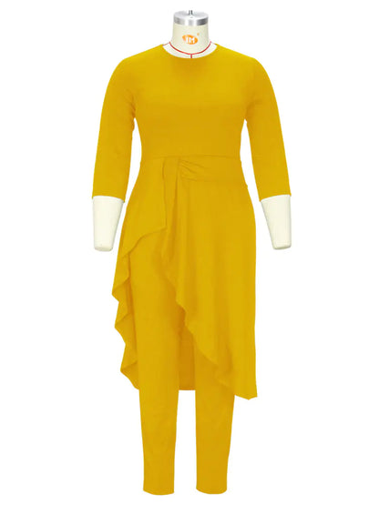 Plus Size Women's Casual Two Piece Set - Top & Pants
