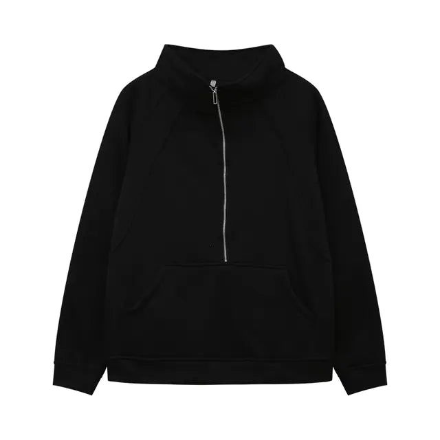 2023 Autumn/Winter Women's Plush Half Zipper Sweatshirt