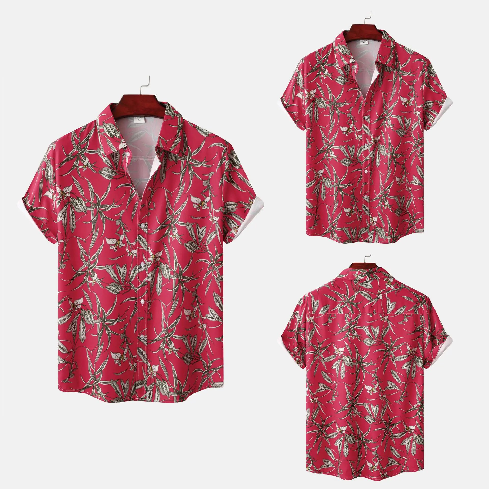 Men's Floral Print Short Sleeve Beach Shirt - Trendy Attic Store01