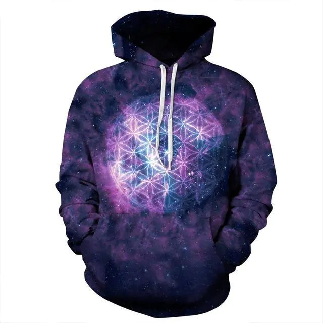 Hooded Sweatshirt with 3D Starry Digital Print