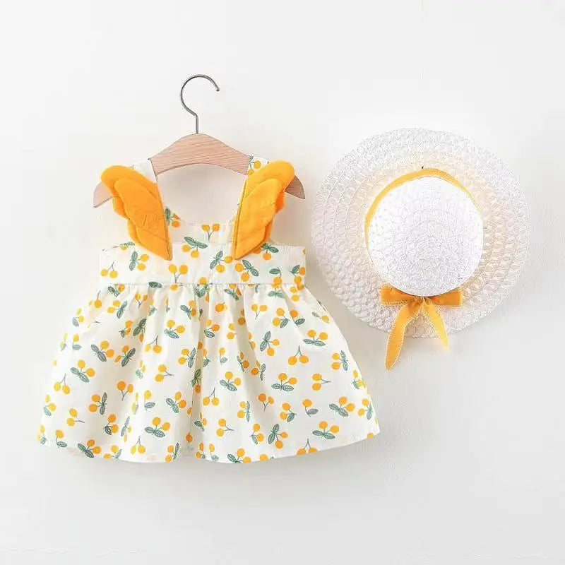 Summer Big Dot Wings Princess Dress with Hat