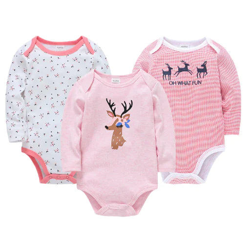 Langarm-Babybody aus Baumwolle, 3er-Set (1 Stück)