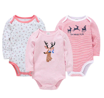 Langarm-Babybody aus Baumwolle, 3er-Set (1 Stück)