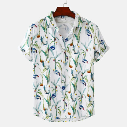 Men's Floral Print Short Sleeve Beach Shirt