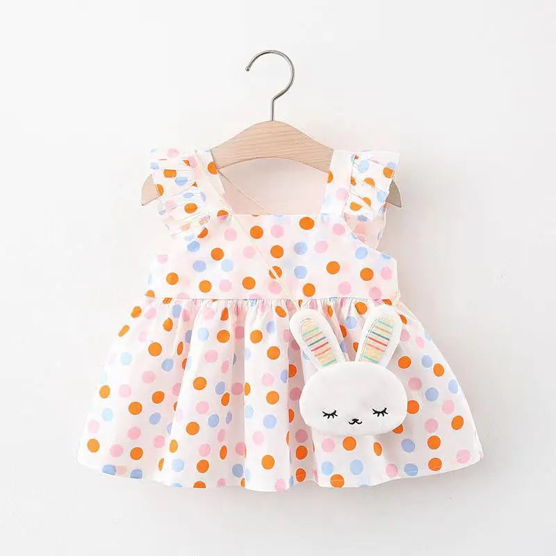2pcs Cute Cartoon Cotton Summer Baby Dress Set