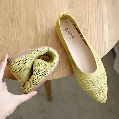 Women's Pointed Toe Ballet Flats Slip-On Shoes