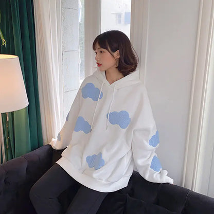 Hooded Fleece Sweatshirt with Cloud Design