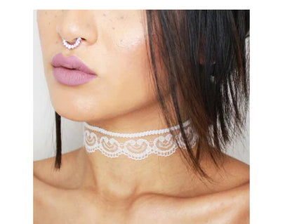 Lace Smiley Heart Choker Necklace