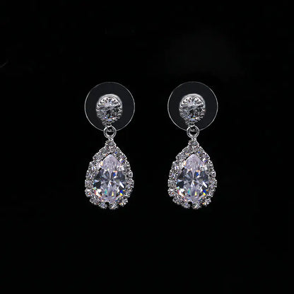 Luxury Zirconia Waterdrop Necklace and Earrings Set