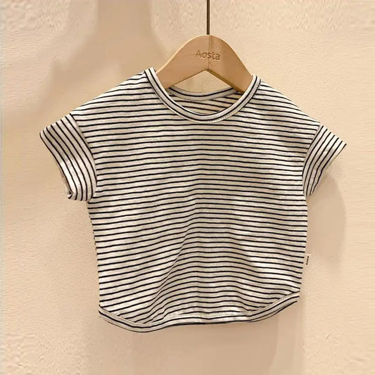 Striped Short Sleeve T-Shirt for Baby Boys and Girls