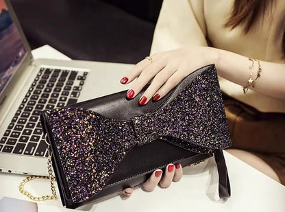 Bolso de mano de lentejuelas brillantes con cadena para mujer