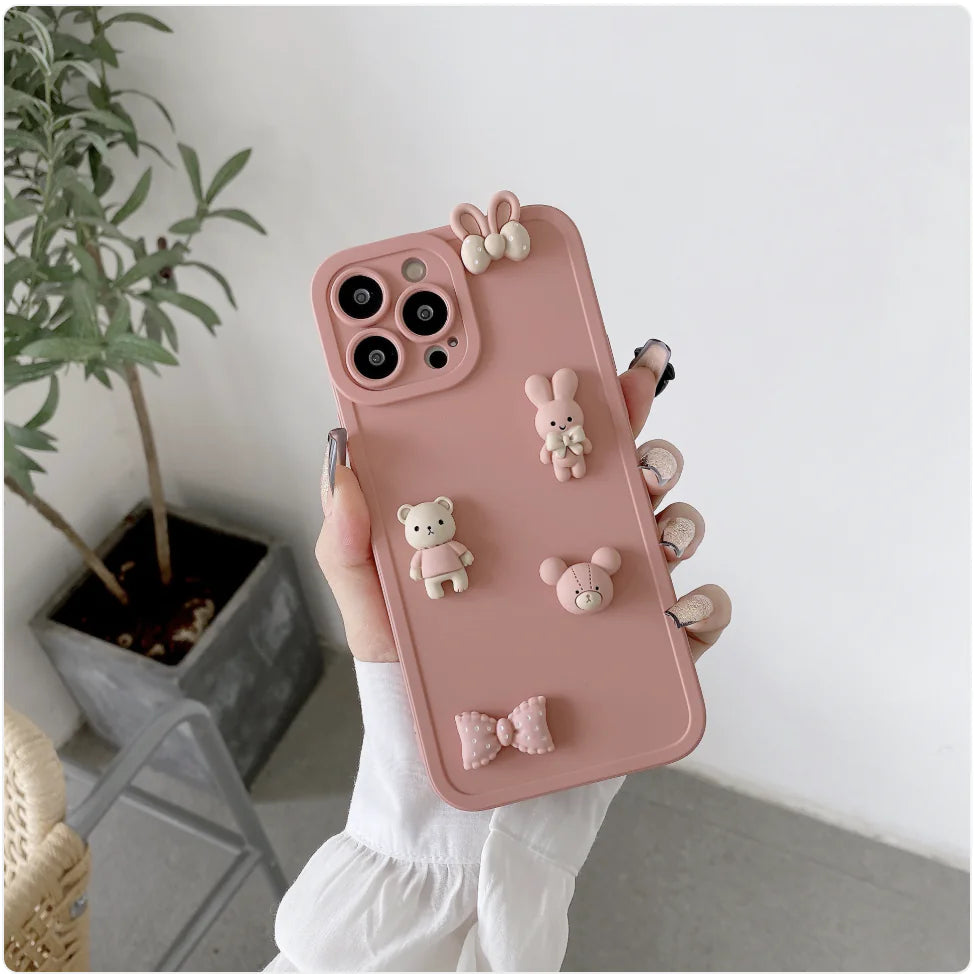 3D Bear & Rabbit Angel Eyes Phone Case for iPhone 13/12 Pro Max - Trendy Attic Store01