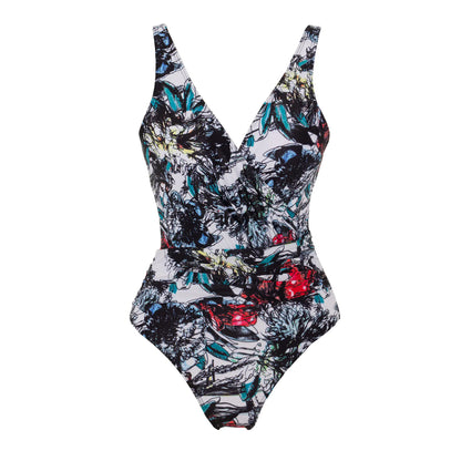 Plus Size Backless Swimsuit with Chiffon Beach Skirt