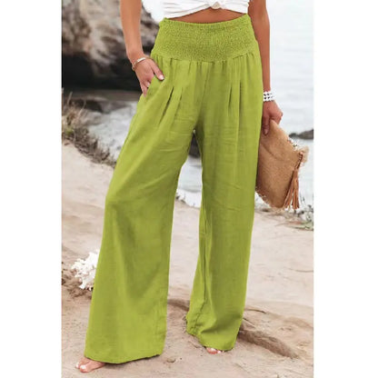 Plus Size Women's High Rise Wide Leg Pants with Pockets