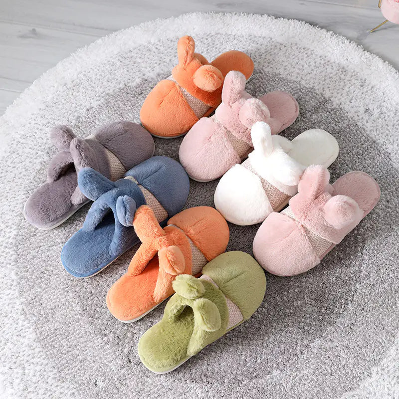 Thickened Rabbit Fur Indoor Home Slippers