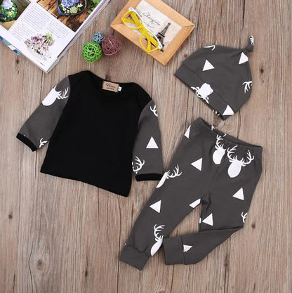 Triangle Print Deer Baby Bodysuit for Autumn