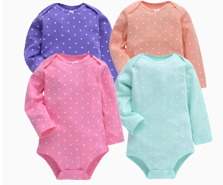 4-Piece Long Sleeve Baby Bodysuit Set for Spring/Fall
