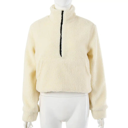 Thickened Long-sleeved Zipper Lamb Wool Sweater