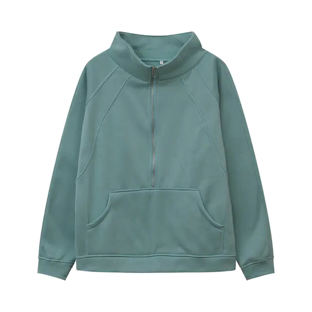2023 Autumn/Winter Women's Plush Half Zipper Sweatshirt