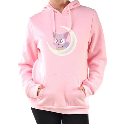 Women's Hooded Sweatshirt with Fleece Cat Design