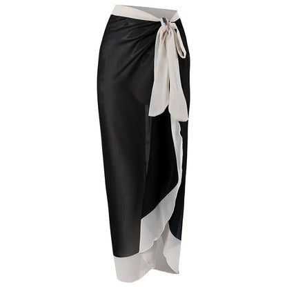 Plus Size Backless Swimsuit with Chiffon Beach Skirt