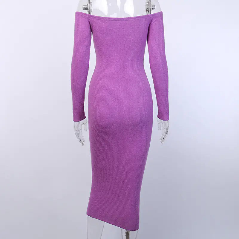 Off-Shoulder Long Sleeve Bodycon Dress for Women