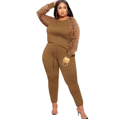 Plus Size 2-Piece Leopard Print Outfit for Women