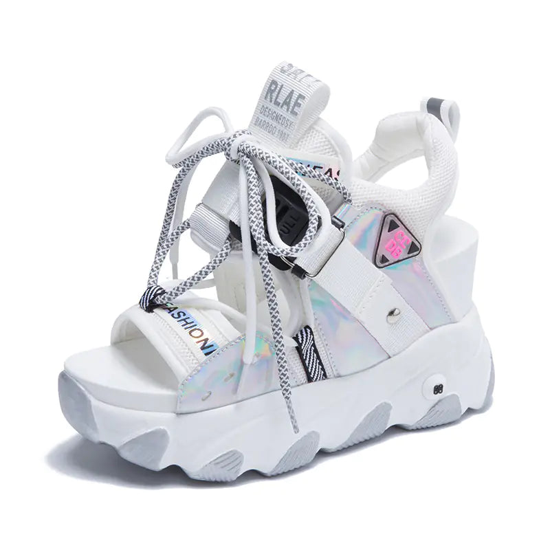 Women's Chunky Platform Lace-Up Wedge Sandals