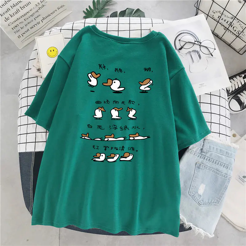 Plus Size Cotton T-Shirt for Women - Loose Fit Summer Top