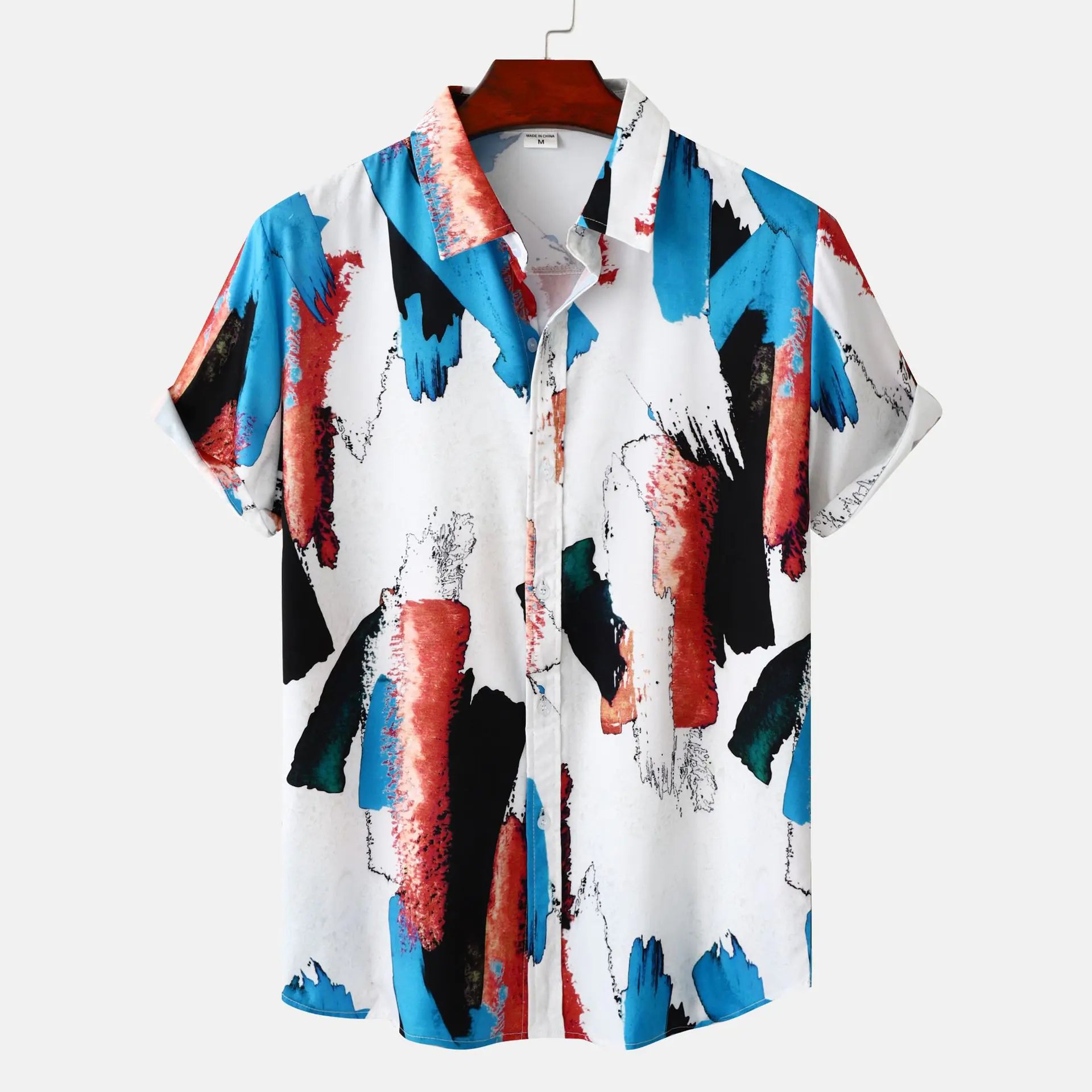 Men's Floral Print Short Sleeve Beach Shirt - Trendy Attic Store01