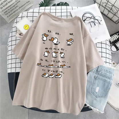 Plus Size Cotton T-Shirt for Women - Loose Fit Summer Top