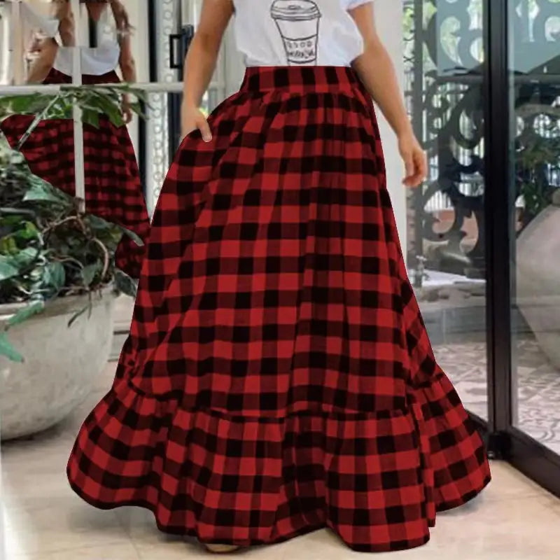 Plaid Print Stitching Casual Dress for Women