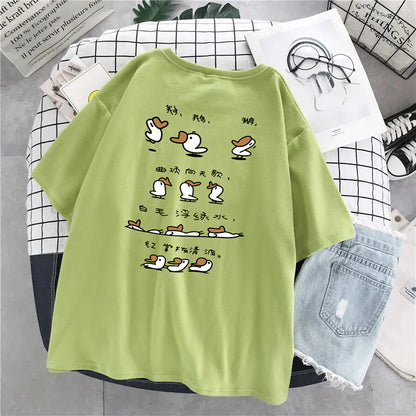 Plus Size Cotton T-Shirt for Women - Loose Fit Summer Top