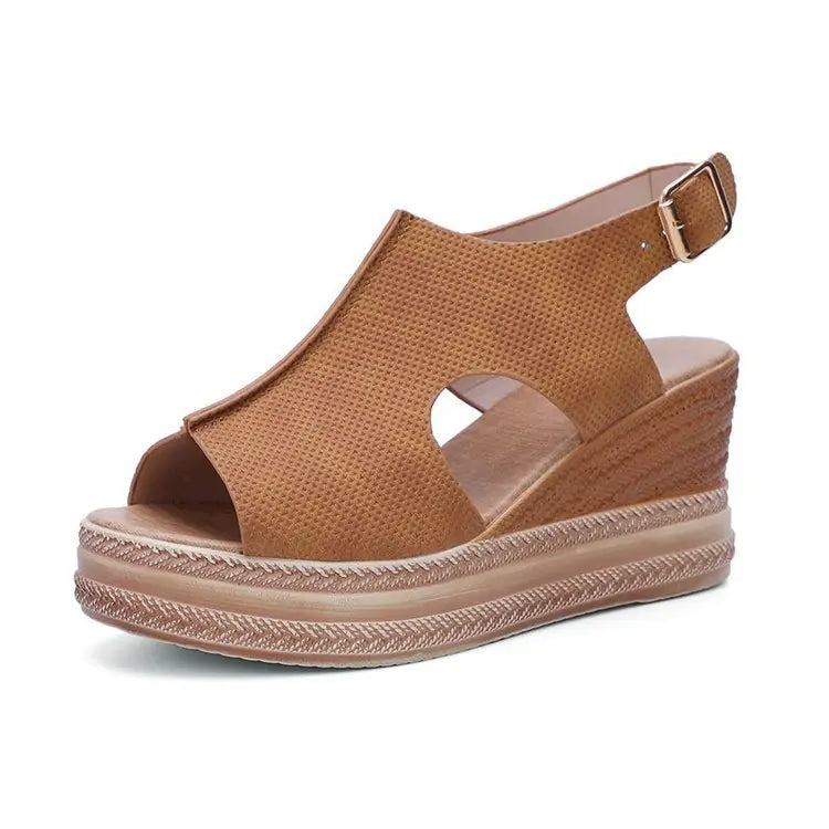 Women's Summer Wedge Heel Platform Peep Toe Sandals - Trendy Attic Store01