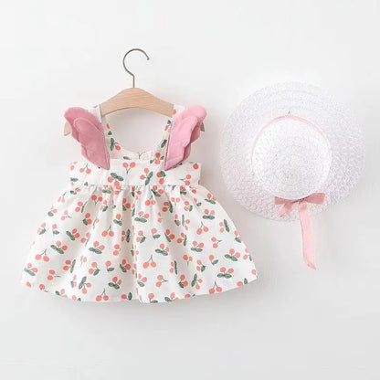 Summer Big Dot Wings Princess Dress with Hat