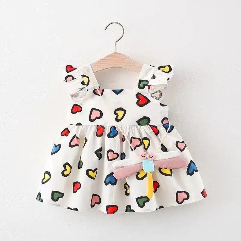 2pcs Cute Cartoon Cotton Summer Baby Dress Set