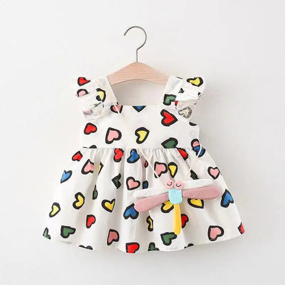 2pcs Cute Cartoon Cotton Summer Baby Dress Set