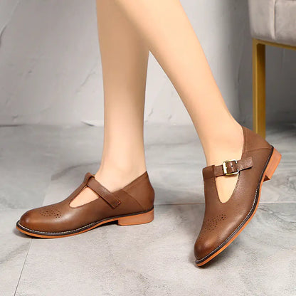 Leather Women's Shoes - Vintage British Style Casual Flats