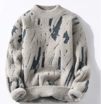 Men's Thick Fleece-lined Sweater for Fall and Winter