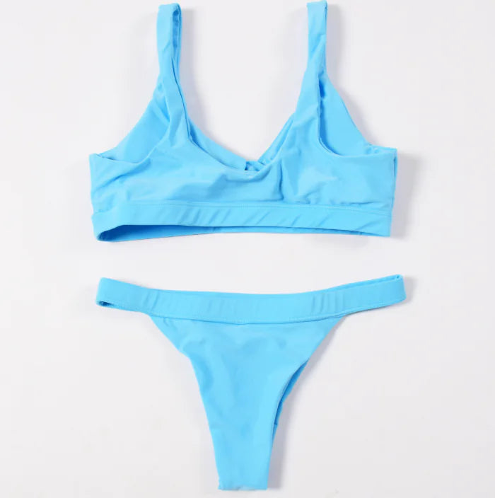 Sexy Low-Waist Solid Color Women's Bikini Set