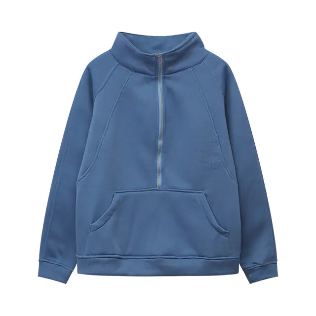 2023 Autumn/Winter Women's Plush Half Zipper Sweatshirt
