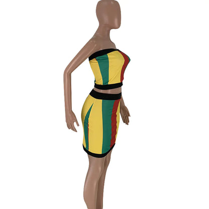 DN8240 Women's Striped Print Two-Piece Set Outfit