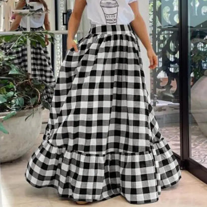Plaid Print Stitching Casual Dress for Women