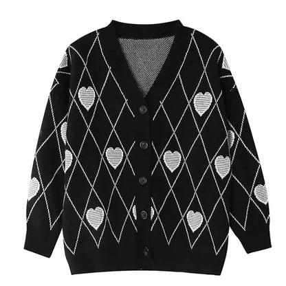 Heart Jacquard Loose Sweater for Women